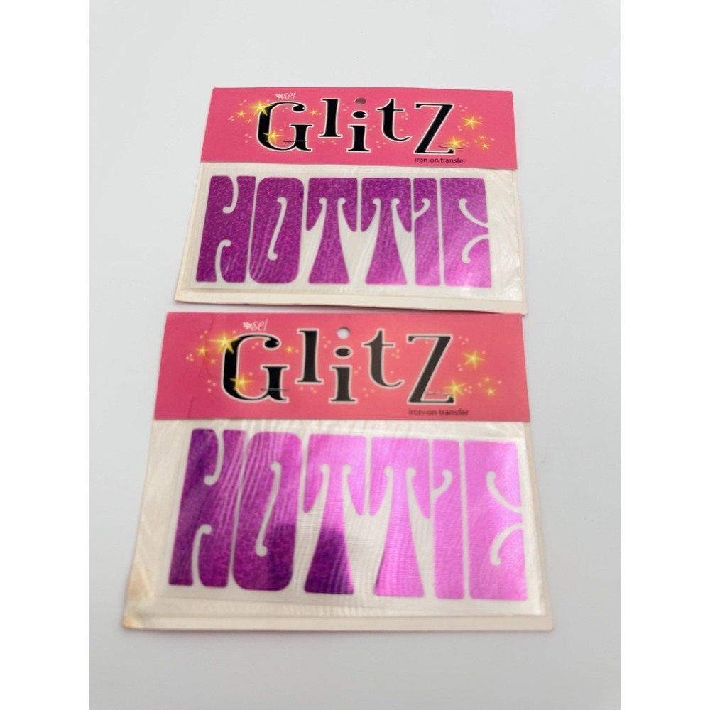 SEI Glitz HOTTIE Hot Pink Iron On Transfer Y2K Retro Lot 2